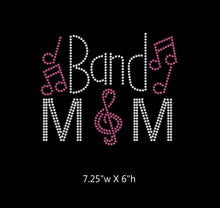 Load image into Gallery viewer, Band Mom with Music Notes DIY Iron On Rhinestone Transfer BLING 2-color GetTShirty
