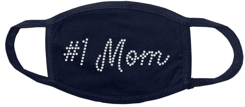 #1 Mom Rhinestone Face Mask gettshirty