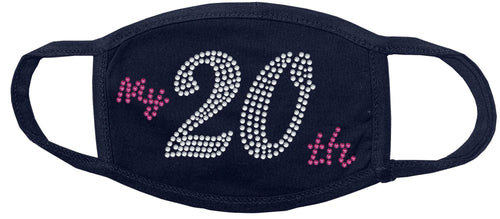 20th Birthday Rhinestone Face Mask gettshirty