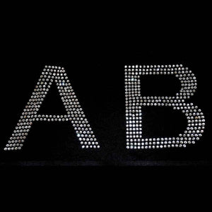 4 inch Rhinestone Letters & Numbers - Iron on transfer (arial-s) Many colors available gettshirty