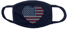 Load image into Gallery viewer, American Flag Heart Shaped Rhinestone  Face Mask gettshirty
