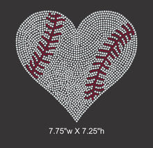 Load image into Gallery viewer, Baseball Heart Rhinestone Transfer (Large size) GetTShirty
