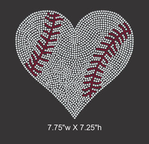 Baseball Heart Rhinestone Transfer (Large size) GetTShirty