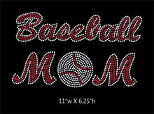 Load image into Gallery viewer, Baseball Mom - 2 color iron on rhinestone transfer gettshirty
