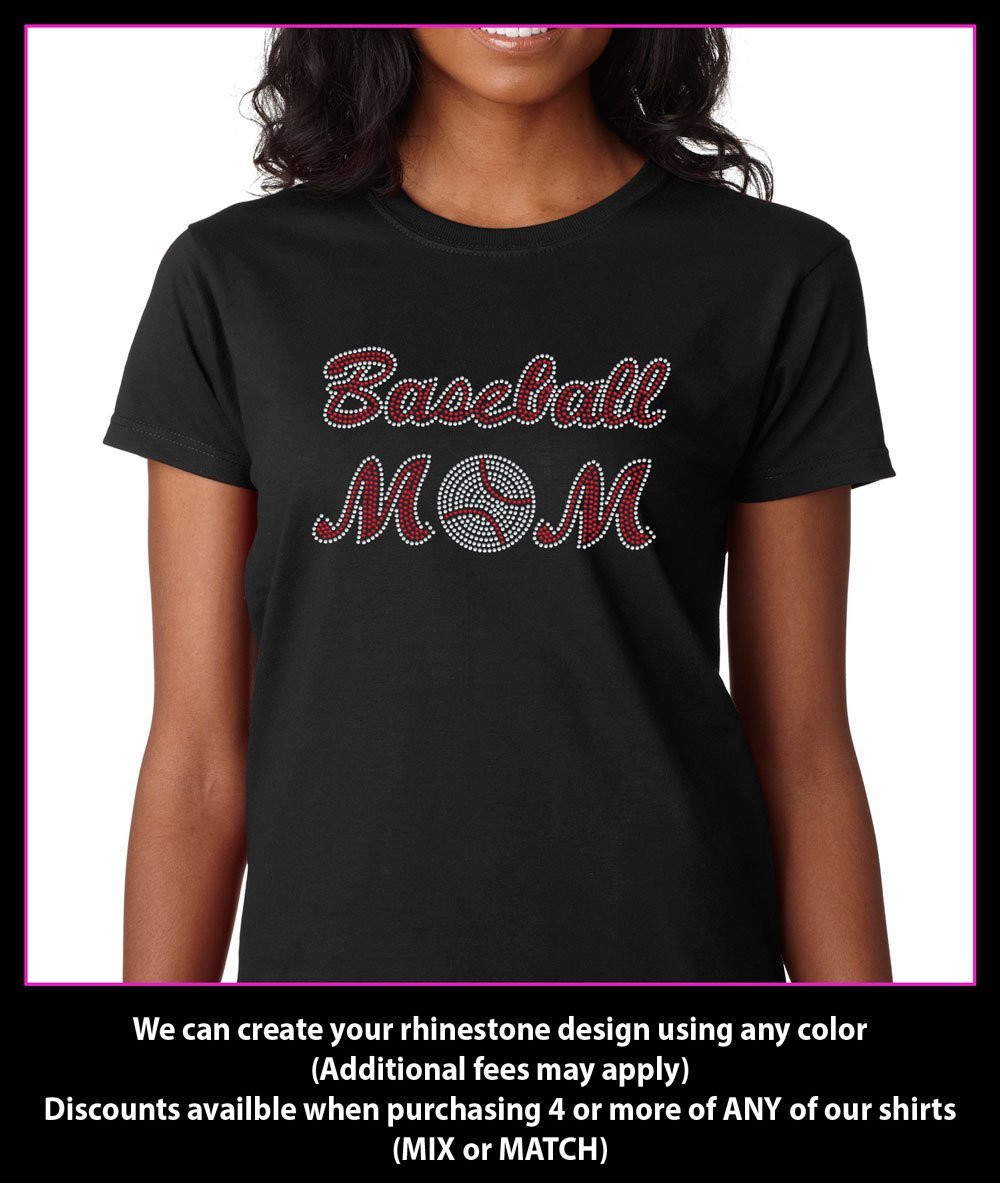 Baseball Mom Rhinestone t-shirt Bling (BM03) GetTShirty