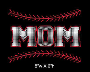 Baseball Mom with Stitching Iron on Rhinestone Transfer (BM02) GetTShirty