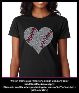 Baseball heart Rhinestone T-Shirt (large heart) GetTShirty