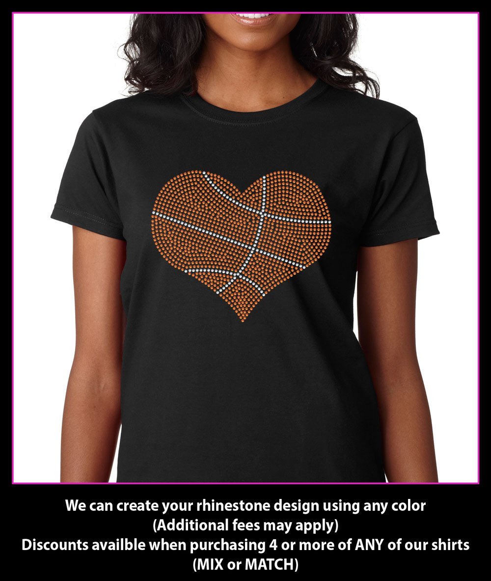 Basketball Heart Rhinestone T-Shirt GetTShirty