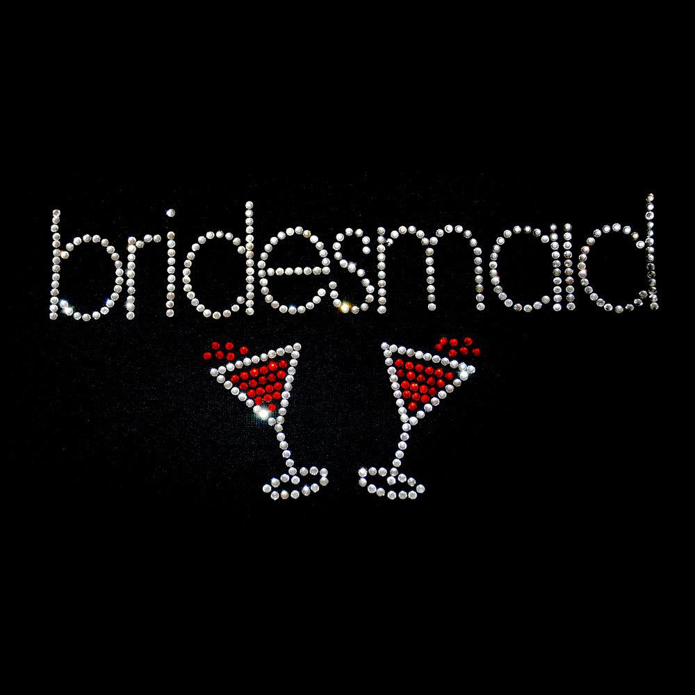 Bridesmaid with Martini Drinks - Iron On, Rhinestone Transfer GetTShirty