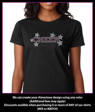 Load image into Gallery viewer, Cheer with Stars Rhinestone T-Shirt Bling GetTShirty
