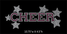 Load image into Gallery viewer, Cheer with stars - 2 color iron on rhinestone transfer GetTShirty
