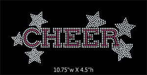 Cheer with stars - 2 color iron on rhinestone transfer GetTShirty