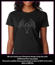 Load image into Gallery viewer, Deer Antlers Rhinestone t-shirt Bling GetTShirty
