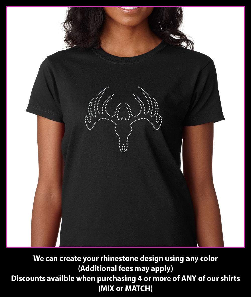 Deer Antlers Rhinestone t-shirt Bling GetTShirty