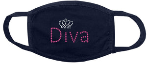 Diva with Crown Rhinestone Face Mask gettshirty