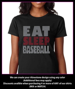 Eat Sleep Baseball Rhinestone t-shirt GetTShirty