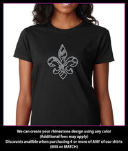 Load image into Gallery viewer, Fleur De Lis Zebra Style Rhinestone t-shirt gettshirty
