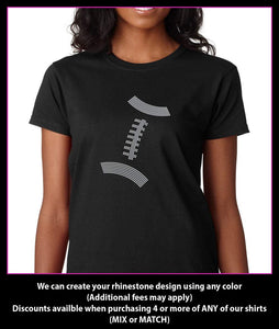 Football Outline  Rhinestone t-shirt GetTShirty