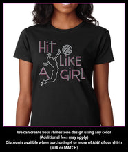 Load image into Gallery viewer, Hit Like A Girl Volleyball Rhinestone T-shirt GetTShirty

