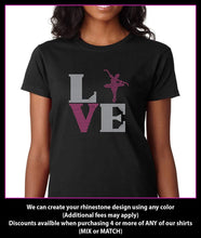 Load image into Gallery viewer, Love Ballet / Dance Square Rhinestone t-shirt GetTShirty
