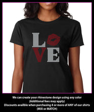 Load image into Gallery viewer, Love Lips / Kiss Square Rhinestone T-Shirt GetTShirty

