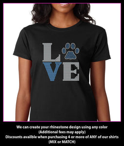 Love Paw Square Rhinestone T-Shirt GetTShirty