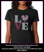 Load image into Gallery viewer, Love Soccer heart Square Rhinestone T-Shirt GetTShirty
