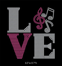 Load image into Gallery viewer, Love Square Band / Music Notes - 2 color iron on rhinestone transfer GetTShirty
