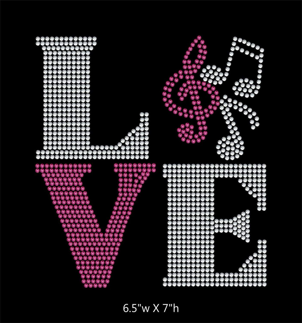 Love Square Band / Music Notes - 2 color iron on rhinestone transfer GetTShirty