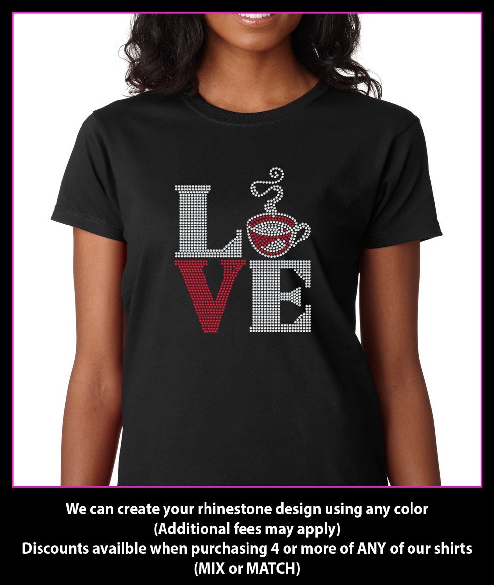 Love Square Coffee / Hot Coco / Tea / Cappaccuino Rhinestone T