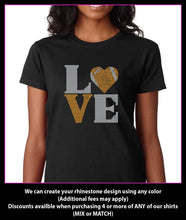 Load image into Gallery viewer, Love Square Football Heart  Rhinestone T-shirt GetTShirty

