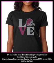 Load image into Gallery viewer, Love Square Football Square Rhinestone T-Shirt GetTShirty
