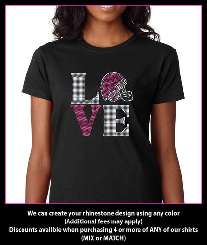 Love Square Football Square Rhinestone T-Shirt GetTShirty