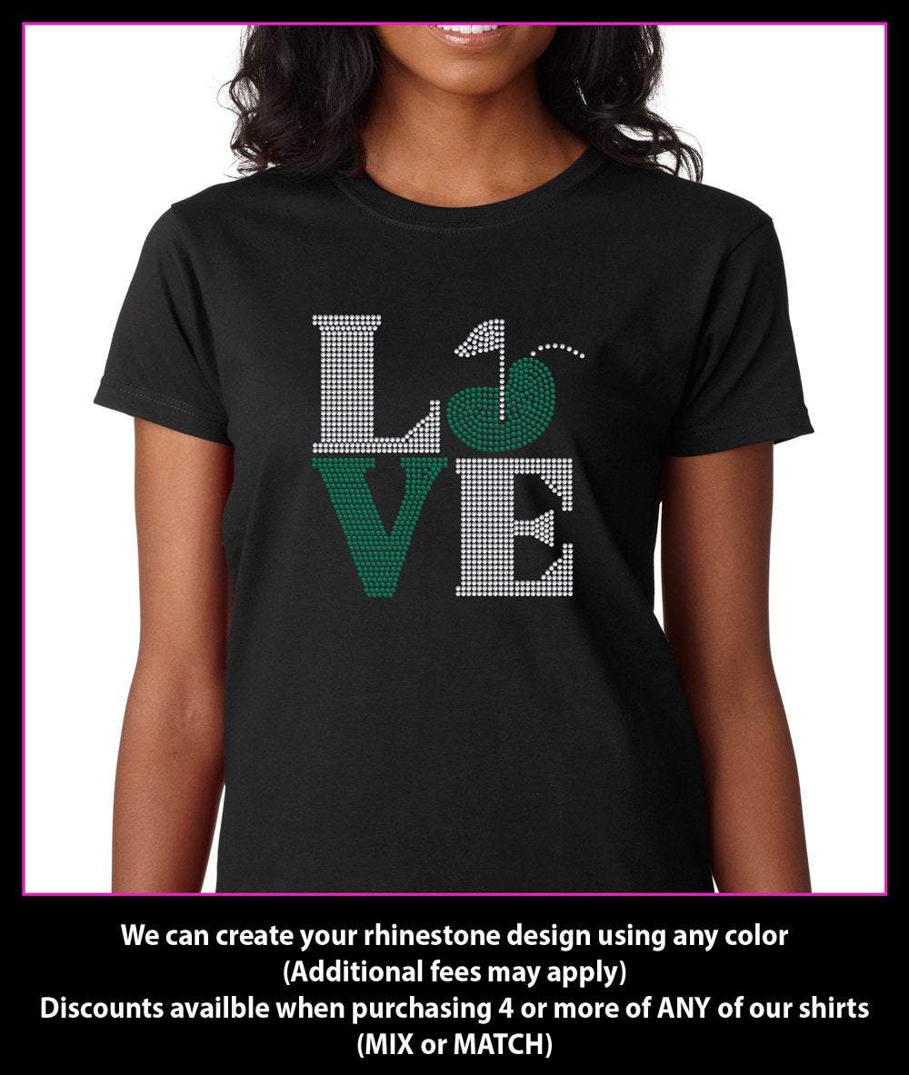 Love Square Golf  Rhinestone T-shirt GetTShirty