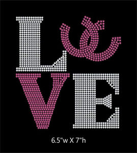 Love Square Horse Shoes  - 2 color iron on rhinestone transfer GetTShirty