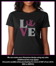 Load image into Gallery viewer, Love Square Horse Shoes Rhinestone T-shirt GetTShirty
