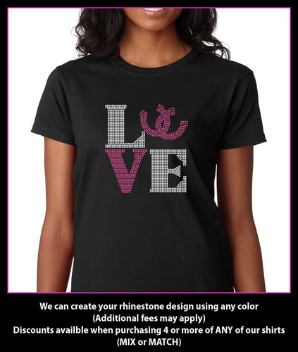 Love Square Horse Shoes Rhinestone T-shirt GetTShirty