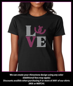 Love Square Horse Shoes Rhinestone T-shirt GetTShirty