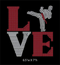 Load image into Gallery viewer, Love Square Karate  - 2 color iron on rhinestone transfer GetTShirty
