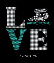 Load image into Gallery viewer, Love Square Swim - 2 color iron on rhinestone transfer GetTShirty
