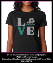 Load image into Gallery viewer, Love Square Swim Rhinestone t-shirt GetTShirty
