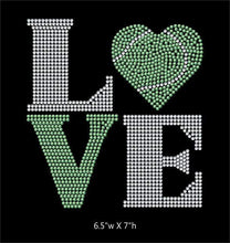 Load image into Gallery viewer, Love Square Tennis Ball Heart  - 2 color iron on rhinestone transfer GetTShirty
