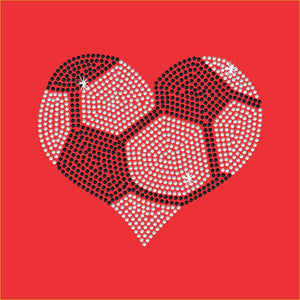 Soccer Heart Rhinestone Transfer - Iron on - 2 color GetTShirty