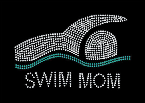 Swim Mom - Swimmer, Rhinestone Transfer BLING 2-color GetTShirty
