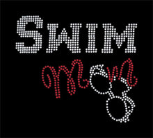 Load image into Gallery viewer, Swim Mom with Goggles, Rhinestone Transfer BLING 2-color GetTShirty
