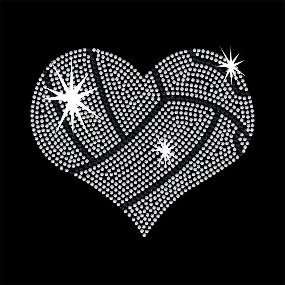 Volleyball Heart Rhinestone Transfer - Iron on - 2 color GetTShirty