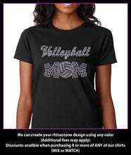 Load image into Gallery viewer, Volleyball Mom Zebra Print Rhinestone T-Shirt GetTShirty
